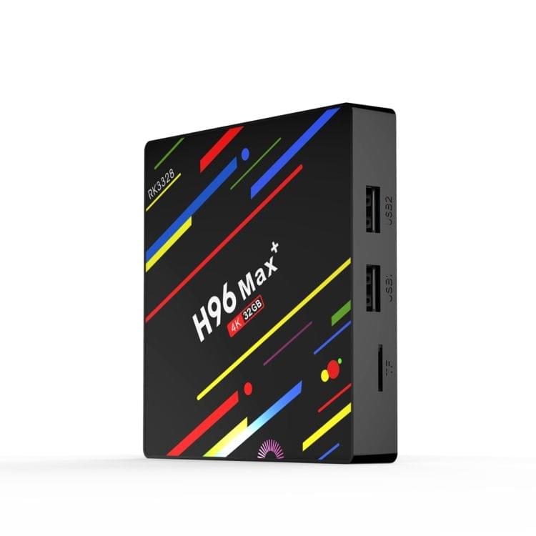 H96 Max+ 4K Ultra HD Full HD Media Player Smart TV BOX with Remote Controller, Android 8.1, RK3328 Quad-Core 64bit Cortex-A53, 4GB+32GB, Support TF Card, HDMI, LAN, USB 3.0, AV, WiFi H96 Max+ 4K Ultra HD Full HD Media Player Smart TV BOX with Remote Controller, Android 8.1, RK3328 Quad-Core 64bit Cortex-A53, 4GB+32GB, Support TF Card, HDMI, LAN, USB 3.0, AV, WiFi